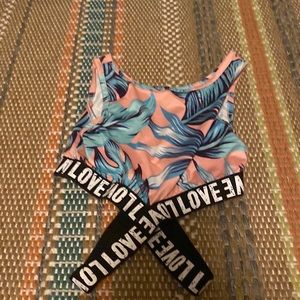 SHEIN 7y light pink with green plants